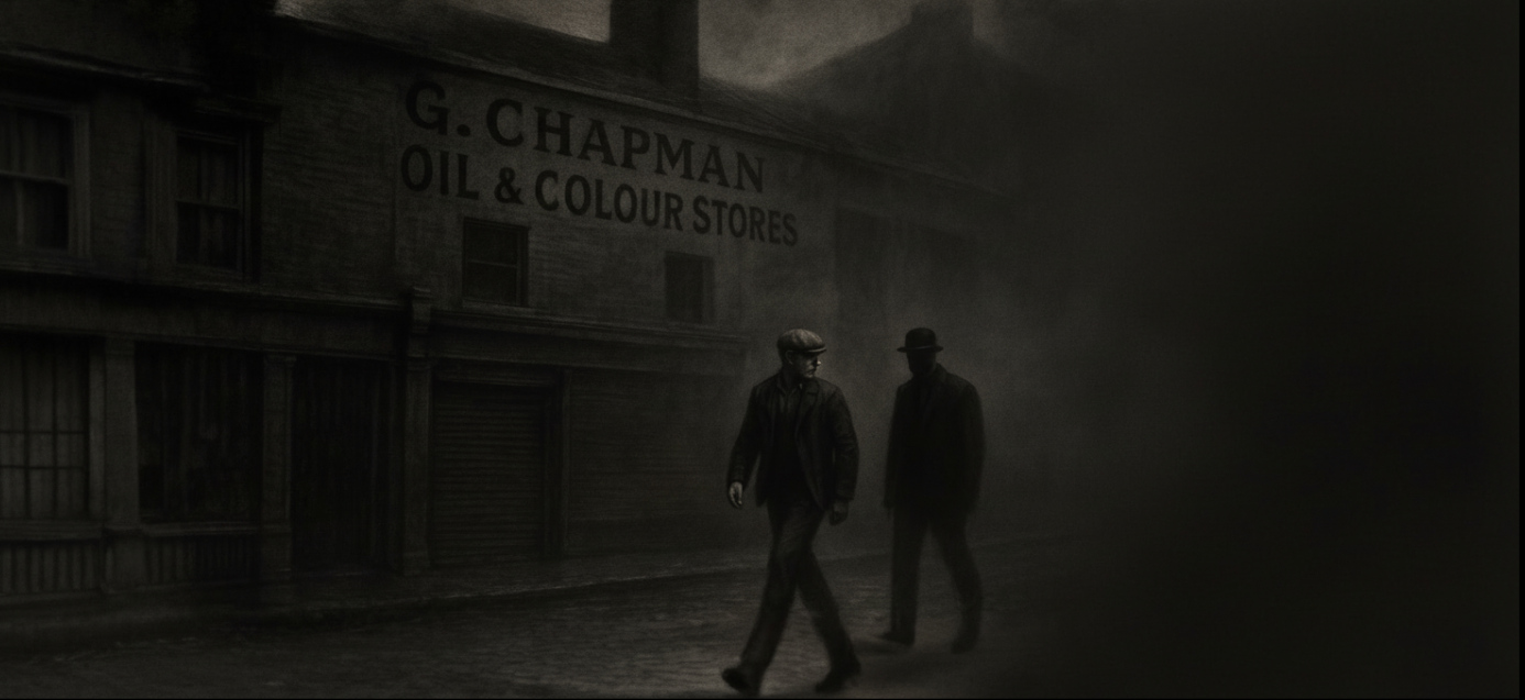 Two murderers leaving the crime scene.